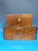 An elm travelling gentleman's vanity box and a mahogany writing slope