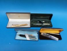 A small collection of pens to include Parker and a hallmarked silver Yard-o-led