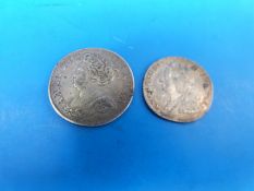 A Queen Anne 1711 shilling, obv 5, rev 2 better than fine,