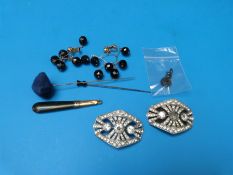 Victorian jet jewellery and a pair of paste shoe buckles