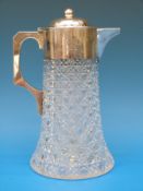 A Victorian Mappin & Webb hallmarked silver-mounted hobnail cut black and velvet or lemonade jug