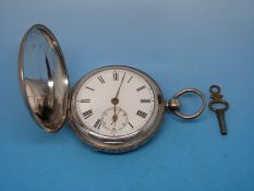 A full hunter gentleman's silver pocket watch hallmarked for Birmingham 1906