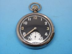 A gentleman's military pocket watch c1915 with black dial,