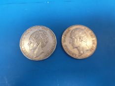 A 1933 Dutch 2½ Gilder silver coin together with an 1849 five florin coin