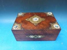 A 19thC serving/workbox with gilt and ivory mounts with cabochons, width 24.