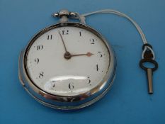 A silver pair cased gentleman's pocket watch, matching hallmarks for London 1820 -1821 George IV,