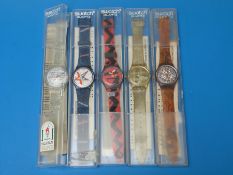 Five various Swatch wristwatches (all in Swatch boxes)