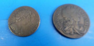 A 1680 Charles II Irish halfpenny,