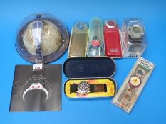 Six various Swatch wristwatches to include Millennium Dome edition, Beat, Irony etc,