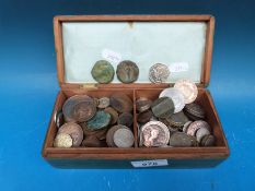 A quantity of both UK and overseas coins, 19th century tokens etc,