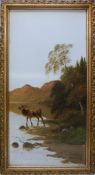 B Davis: A pair of oils on glass of Highland scenes, one titled 