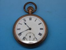 A gold plated gentleman's pocket watch with screw back