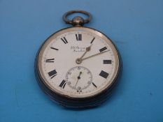 A silver gentleman's pocket watch by J W Benson (B'ham 1904),