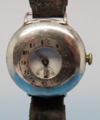 A Brevet white metal cased half hunter gentleman's wristwatch stamped 925 and Brevet to case