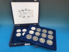 A collection of silver coins including Royal commemorative coins,