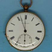 A Geneve gold Picard gentleman's pocket watch in yellow metal engine turned case stamped 18K,