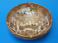 A Japanese Satsuma bowl decorated with warriors,