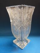 Large cut glass vase and bowl together with a cut glass jug