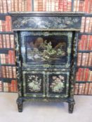 An impressive inlaid lacquered Japanese secret with a single top drawer over a fall flap which