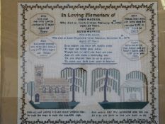 A Victorian tapestry sampler in memorial of members of the Watson family by Ann Jepson,