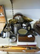 A quantity of collectables to include mantel clock, scales, stainless steel,