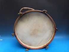 A brass and painted wood drum,