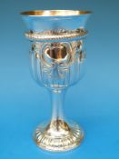A Georgian hallmarked silver goblet with fluted decoration and gilt interior, Ldn 1764,