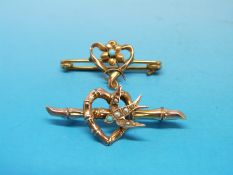 Two 9ct gold brooches,