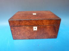 A mother of pearl inlaid burr walnut writing slope,