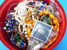 A collection of costume jewellery to include beads,