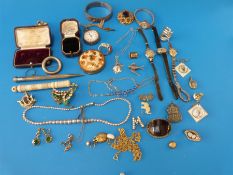 A turned ivory / bone needle case stanhope of York Cathedral, propelling pencil,