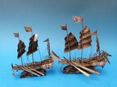 Two Chinese models of junks/ships,