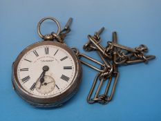 An English silver 1898 open faced gentleman's pocket watch,
