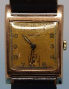 A yellow metal cased Unicorn gentleman's wristwatch,