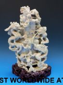 A large Chinese greenish-yellow jadeite vase and cover,