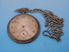 A c1920 gentleman's slim pocket watch with keyless movement by Wales and McCulloch Ltd London,