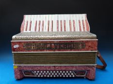 A Casali Verona 36 bass piano accordion in 'onyx salmon pink' finish