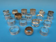 Ten hallmarked silver napkin rings, including a Celtic example,