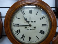 A 19thC oak drop-dial wall clock with J Gillmore,