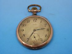 A gold plated gentleman's slim Waltham pocket watch