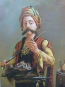 Oil on canvas of a possibly Indian nobleman with a sword,