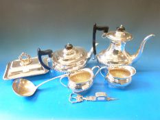 A quantity of silver plated ware including teaset, candle snuffer, entrée dishes,