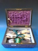 A quantity of silver plated cutlery and collectables to include hallmarked silver spoon,