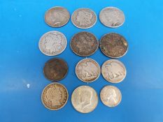Six USA silver Morgan dollar together with a quantity of other largely pre-1965 USA silver