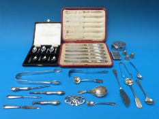A Georgian hallmarked silver caddy spoon, cased set of hallmarked silver spoons,