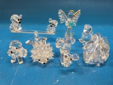 Seven Swarovski crystal and other animals