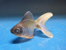 A moulded glass fish engraved to the base Sabino.