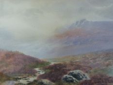 A watercolour of cattle in a rural landscape,