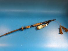 A continental carved horn and painted ceramic German pipe