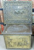 A brass log box and fireguard